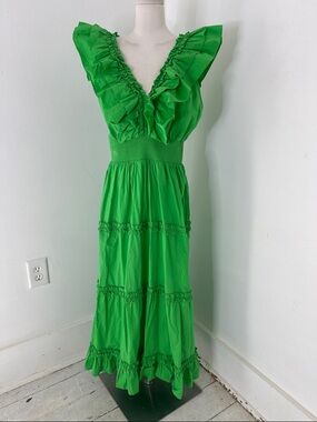 Love The Label Azalea Ruffle Green Maxi Dress XL